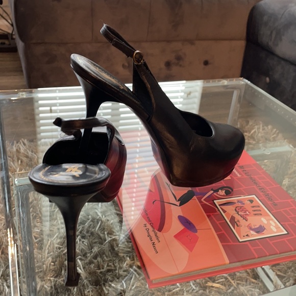 Rare YSL- Black leather Yves saint laurent Size 40 tribute sling back EUC!! - Picture 4 of 6